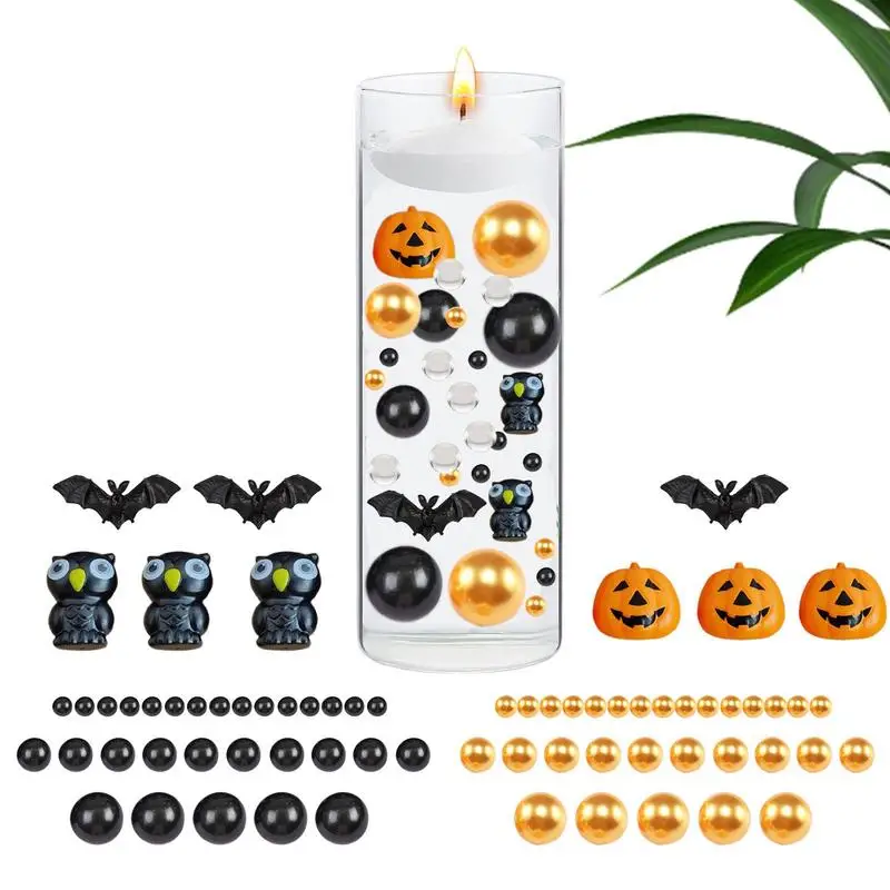 

Vase Filler Set Halloween Eerie Ghost Pumpkin Artificial Pearls Candle Filler Vivid Patterns Halloween Theme Accessories For