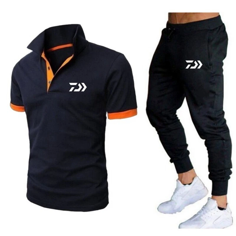 Рубашка-поло Daiwa мужская из 2 предметов тонкие брюки спортивная одежда