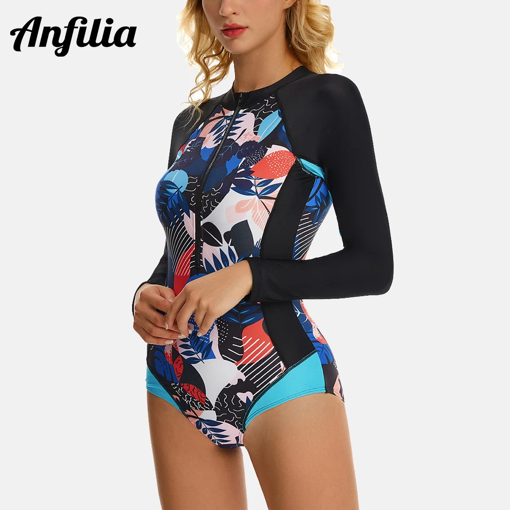 Anfilia Women One Piece Rash Guard Long Sleeve Front Zipper Swimsuit Triangle Swimming Wear Bathing Suit UPF 50+
Anfilia Women One Piece Rash Guard Long Sleeve Front Zipper Swimsuit Triangle Swimming Wear Bathing Suit UPF 50+