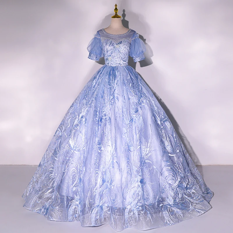 Fashion Blue Princess Quinceanera Dresses Beading Lace Illusion Vestidos De 15 Floor-length Shiny Sequined Ball Dress Plus Size
Fashion Blue Princess Quinceanera Dresses Beading Lace Illusion Vestidos De 15 Floor-length Shiny Sequined Ball Dress Plus Size