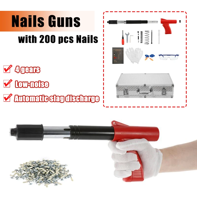 Protable Nails Gun Rivet Tool with Silencer Lightweight 4 Gears Wall Anchor Wire Slotting Device Tufting Gun w/ 200 pcs Nails
Protable Nails Gun Rivet Tool with Silencer Lightweight 4 Gears Wall Anchor Wire Slotting Device Tufting Gun w/ 200 pcs Nails