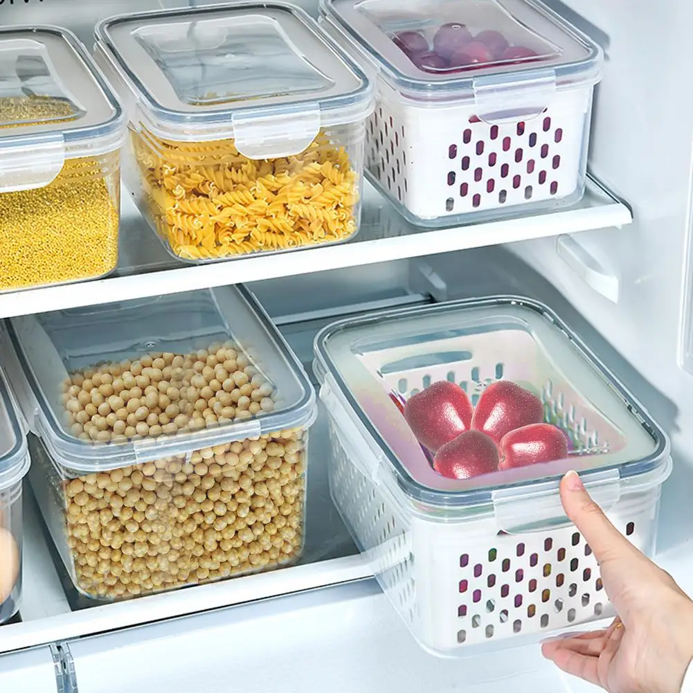 3pcs Refrigerator Fresh Storage Containers Double-layer Organizer With Filterable Basket Airtight Lid For Vegetable Fruit
3pcs Refrigerator Fresh Storage Containers Double-layer Organizer With Filterable Basket Airtight Lid For Vegetable Fruit