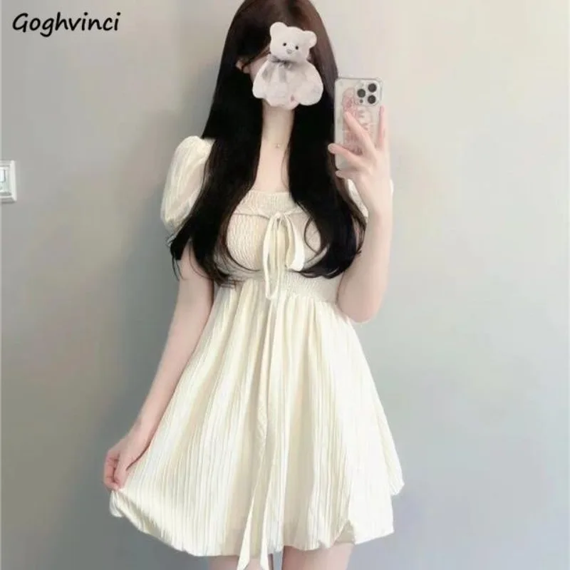 Mini Dresses Women Hotsweet Lace-up Pure Chic Summer Streetwear Girls Pretty Ruffles Fashion French Style Puff Sleeve Defined
Mini Dresses Women Hotsweet Lace-up Pure Chic Summer Streetwear Girls Pretty Ruffles Fashion French Style Puff Sleeve Defined