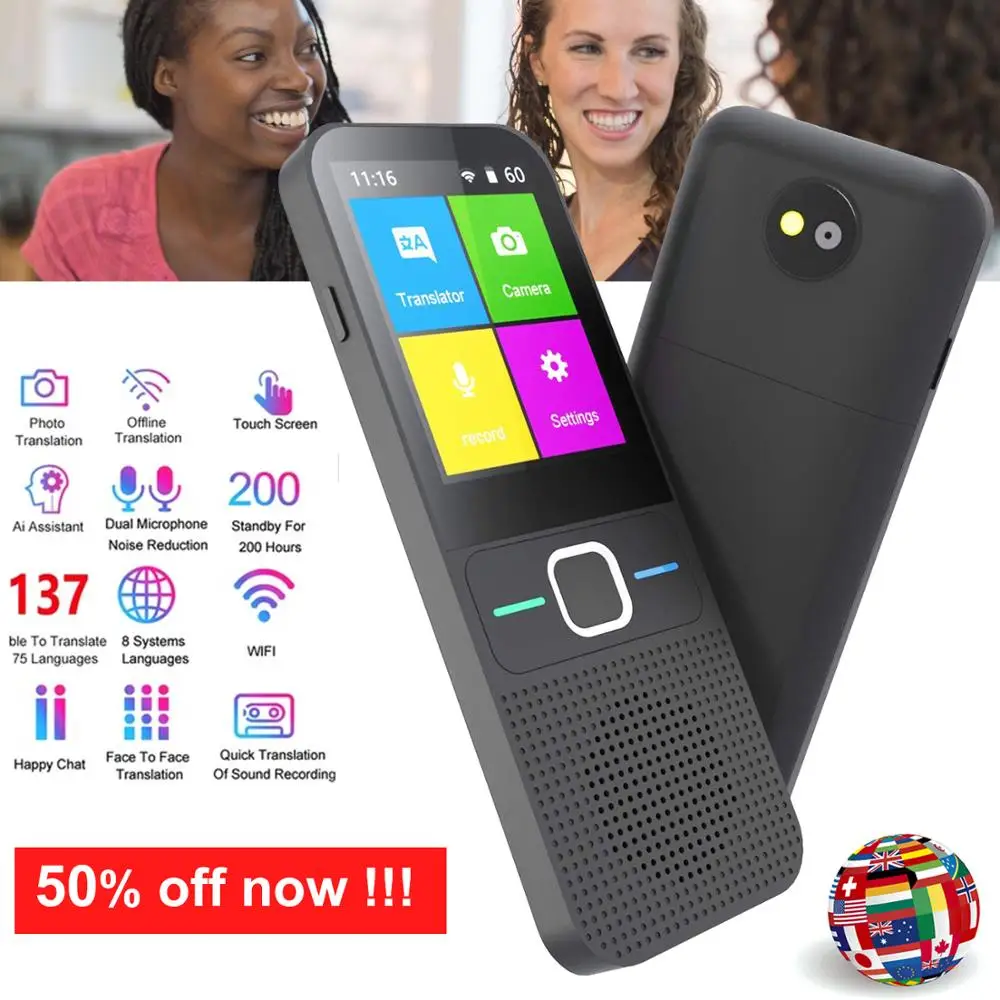 T10 Offline Voice-Translator Smart Portable 137 Language Real-time Translator Without Internet Inter-Translation Machine
T10 Offline Voice-Translator Smart Portable 137 Language Real-time Translator Without Internet Inter-Translation Machine