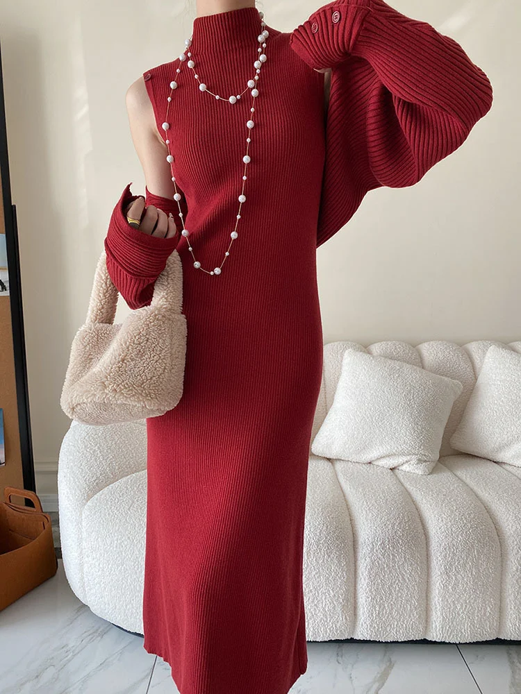 Women Red Knittingn Long Elegant Dress New Turtleneck Long Sleeve Loose Fit Fashion Tide Spring Autumn 2022 K093
Women Red Knittingn Long Elegant Dress New Turtleneck Long Sleeve Loose Fit Fashion Tide Spring Autumn 2022 K093