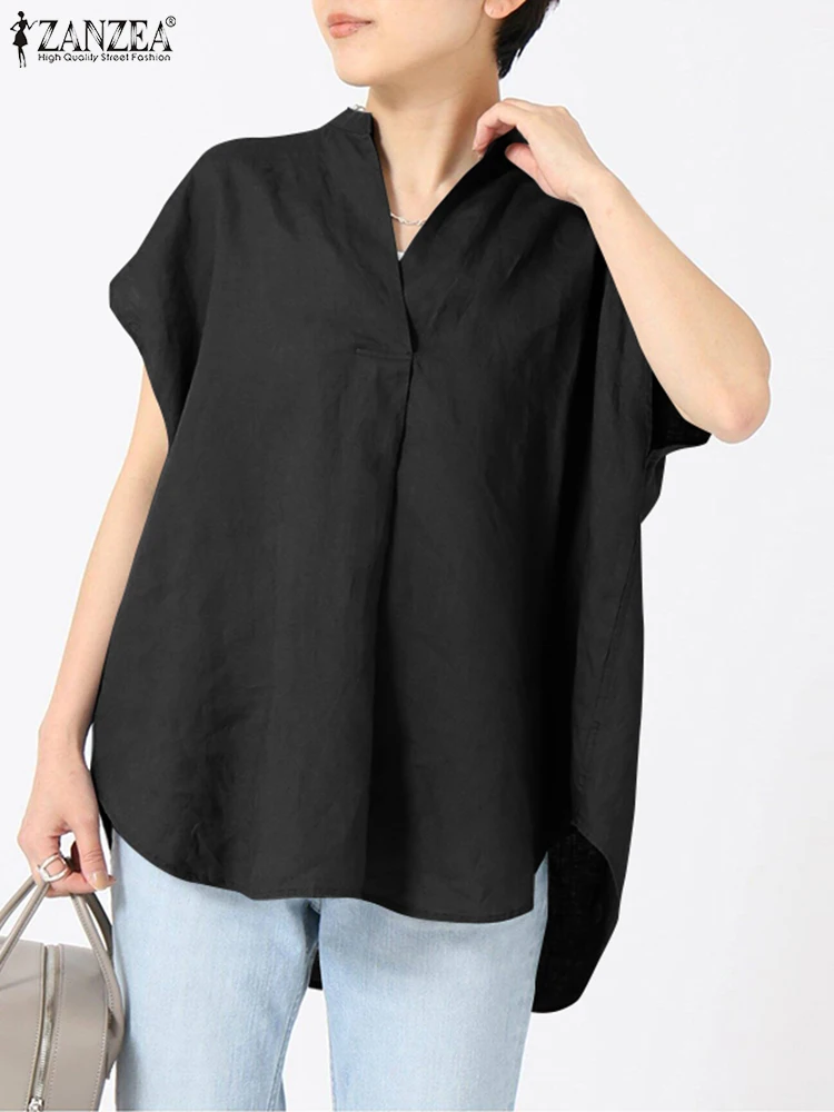 Модная женская рубашка ZANZEA с V-образным вырезом и коротким рукавом, летняя блузка, женская Свободная Повседневная Туника, топы, блузы оверса... 
Модная женская рубашка ZANZEA с V-образным вырезом и коротким рукавом, летняя блузка, женская Свободная Повседневная Туника, топы, блузы оверса...