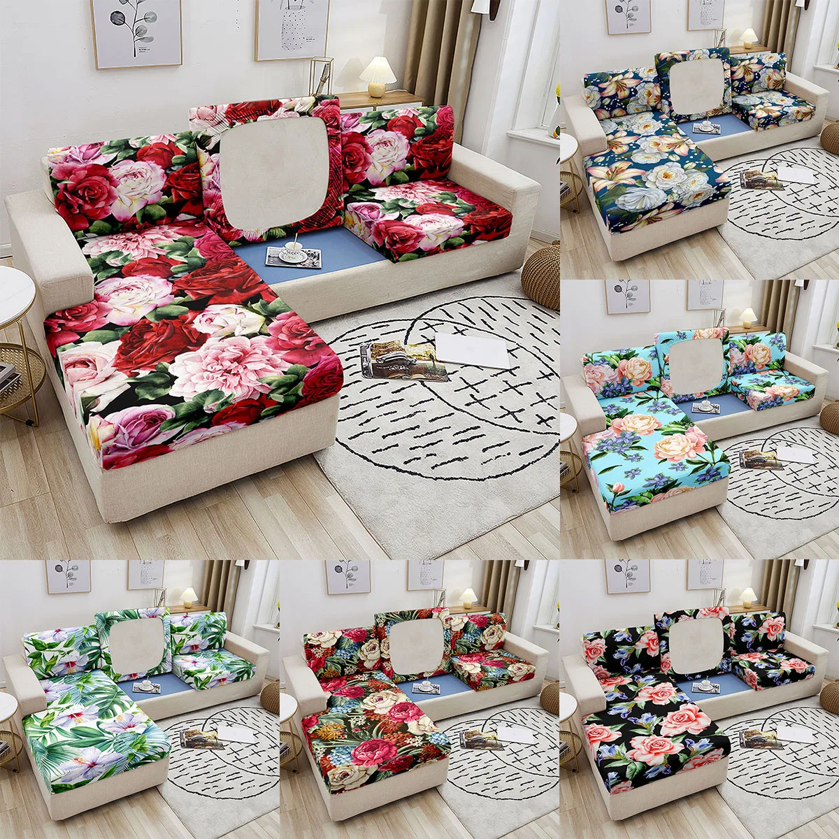 Sofa Seat Cushion Cover Furniture Protector Floral Print Sofa Cushion Cover Flowers Stretch Sofa Seat Cushion Cover Home Decor 
Sofa Seat Cushion Cover Furniture Protector Floral Print Sofa Cushion Cover Flowers Stretch Sofa Seat Cushion Cover Home Decor