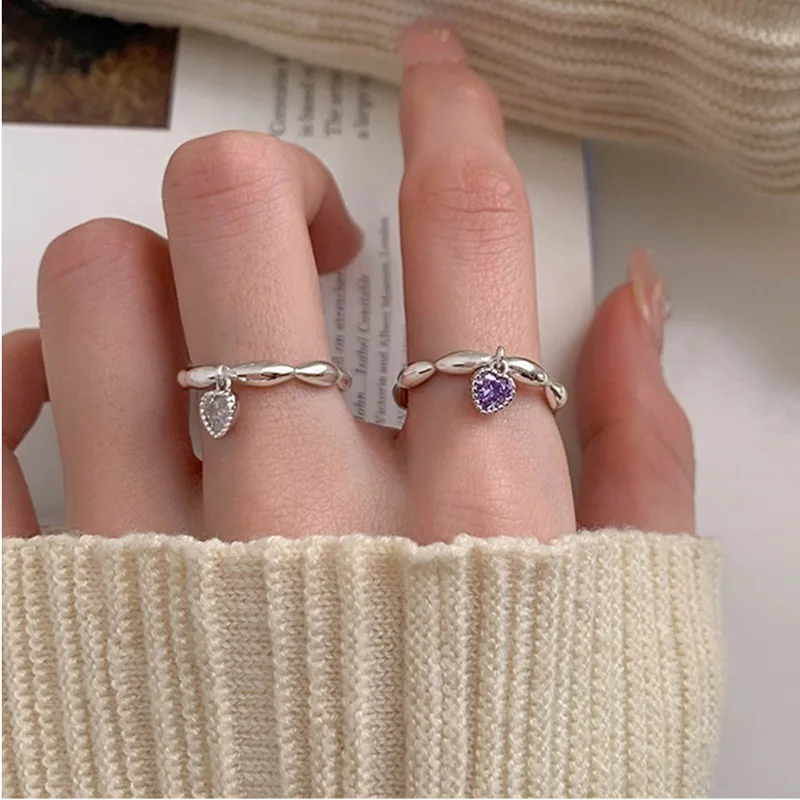 Real 925 Silver Colour Personality White Purple Heart Adjustable Retro Ring Fine Jewelry For Women Party Elegant Accessories
Real 925 Silver Colour Personality White Purple Heart Adjustable Retro Ring Fine Jewelry For Women Party Elegant Accessories