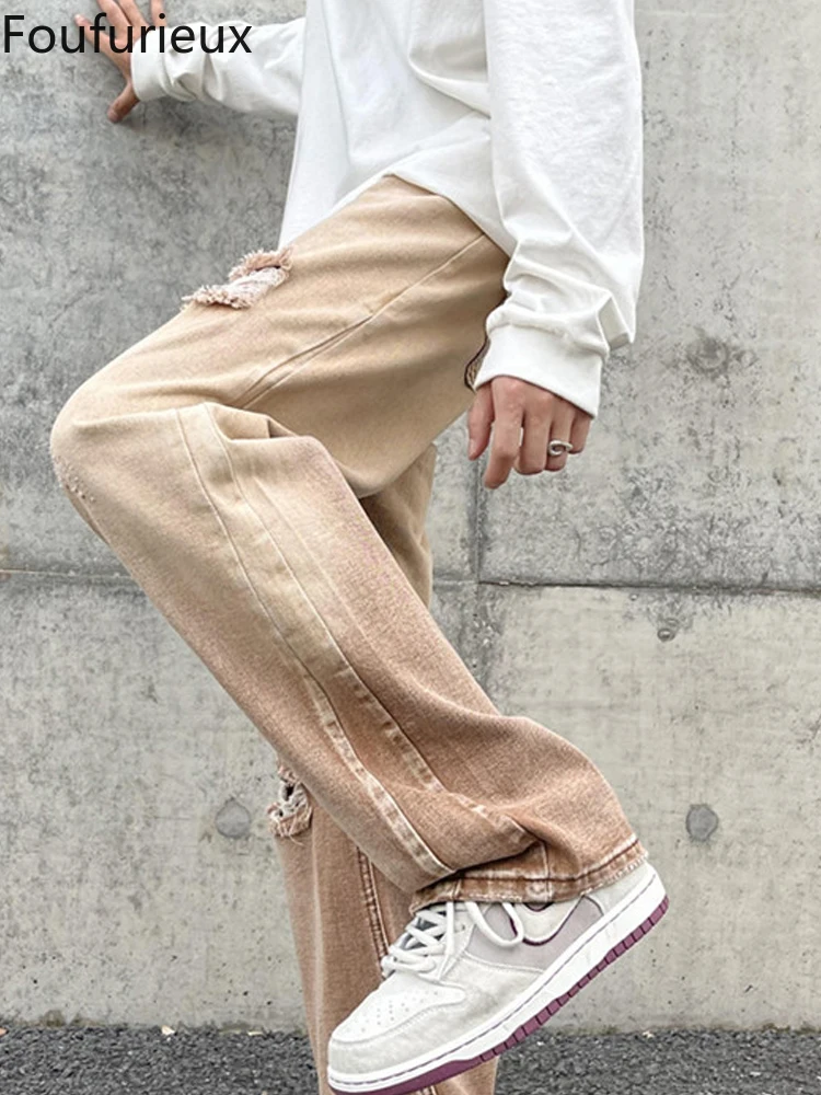 Foufurieux American Retro Tide Brand Washed and Old Ripped Jeans Men High Street Casual Loose Men Women Straight Pants Jeans Y2k
Foufurieux American Retro Tide Brand Washed and Old Ripped Jeans Men High Street Casual Loose Men Women Straight Pants Jeans Y2k