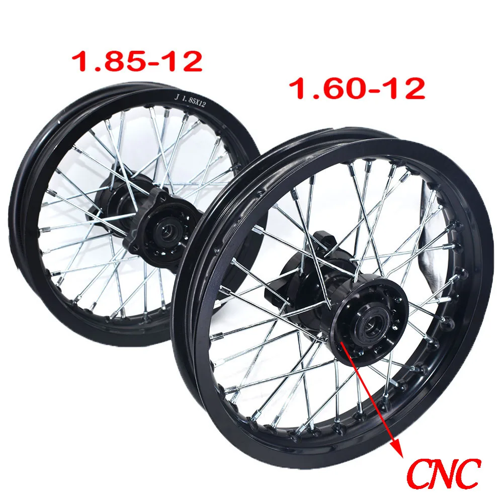 Front 1.60x12 inch and Rear1.85-12 inch Rims Aluminum Alloy Wheel Rims CNC Hub for XR50 70 CRF50 Apollo SDG 50cc 110 125cc
Front 1.60x12 inch and Rear1.85-12 inch Rims Aluminum Alloy Wheel Rims CNC Hub for XR50 70 CRF50 Apollo SDG 50cc 110 125cc