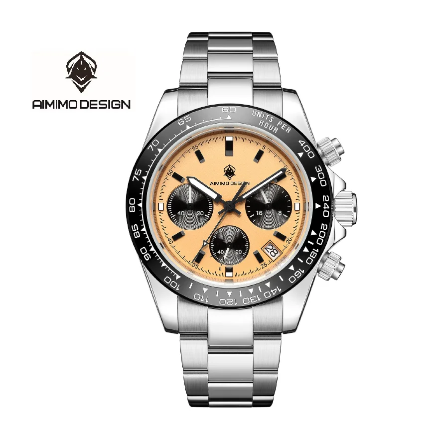 

AIMIMO DESIGN Men`s Watch Automatic Date Japan VK63 Movt Quartz Watches Men Sapphire Crystal Watch Chronograph Wrist watch 10ATM