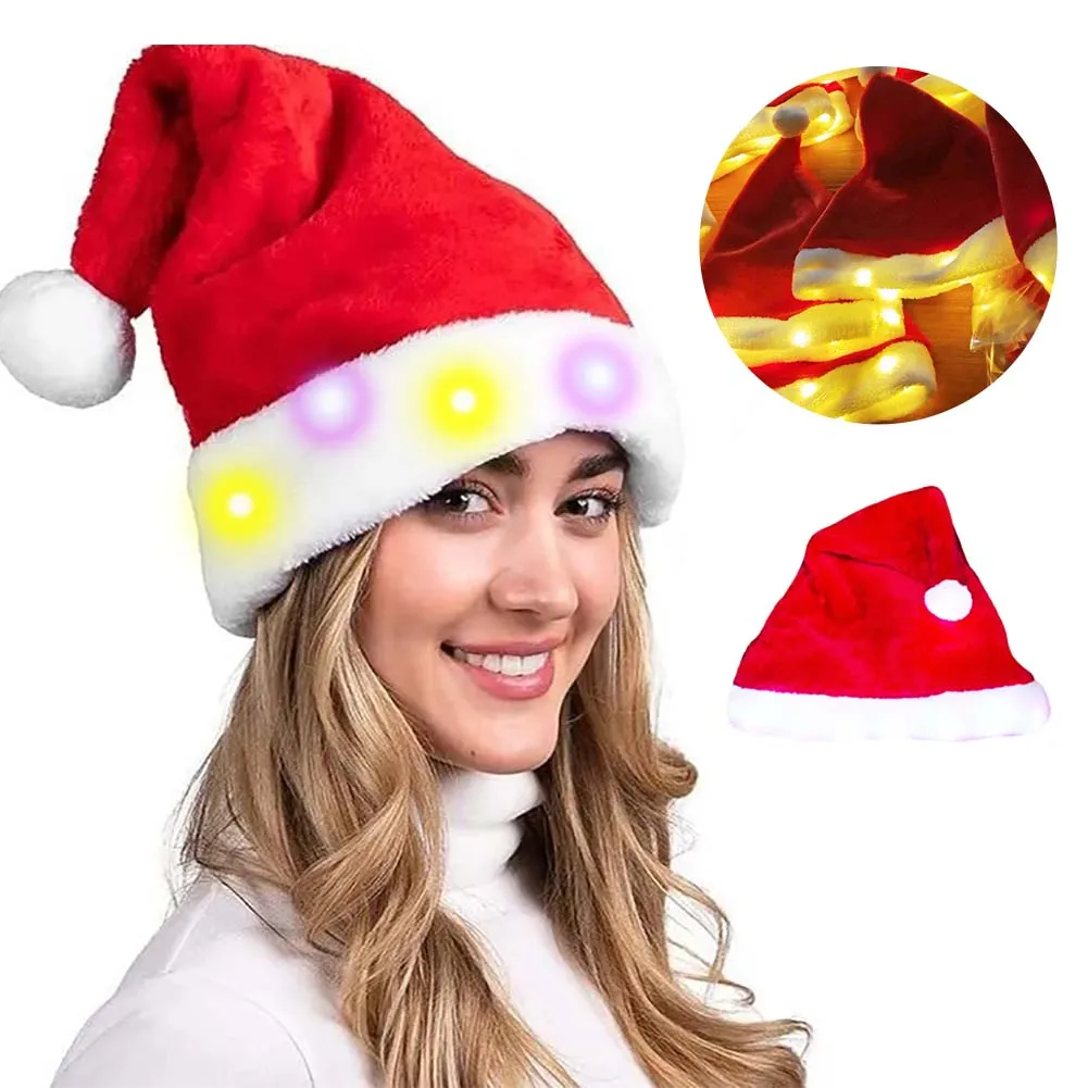 Plush Christmas Hat With LED Light Children Adult Christmas Decorations Luminous Santa Hat Navidad DecoracionFestive Supplies
Plush Christmas Hat With LED Light Children Adult Christmas Decorations Luminous Santa Hat Navidad DecoracionFestive Supplies
