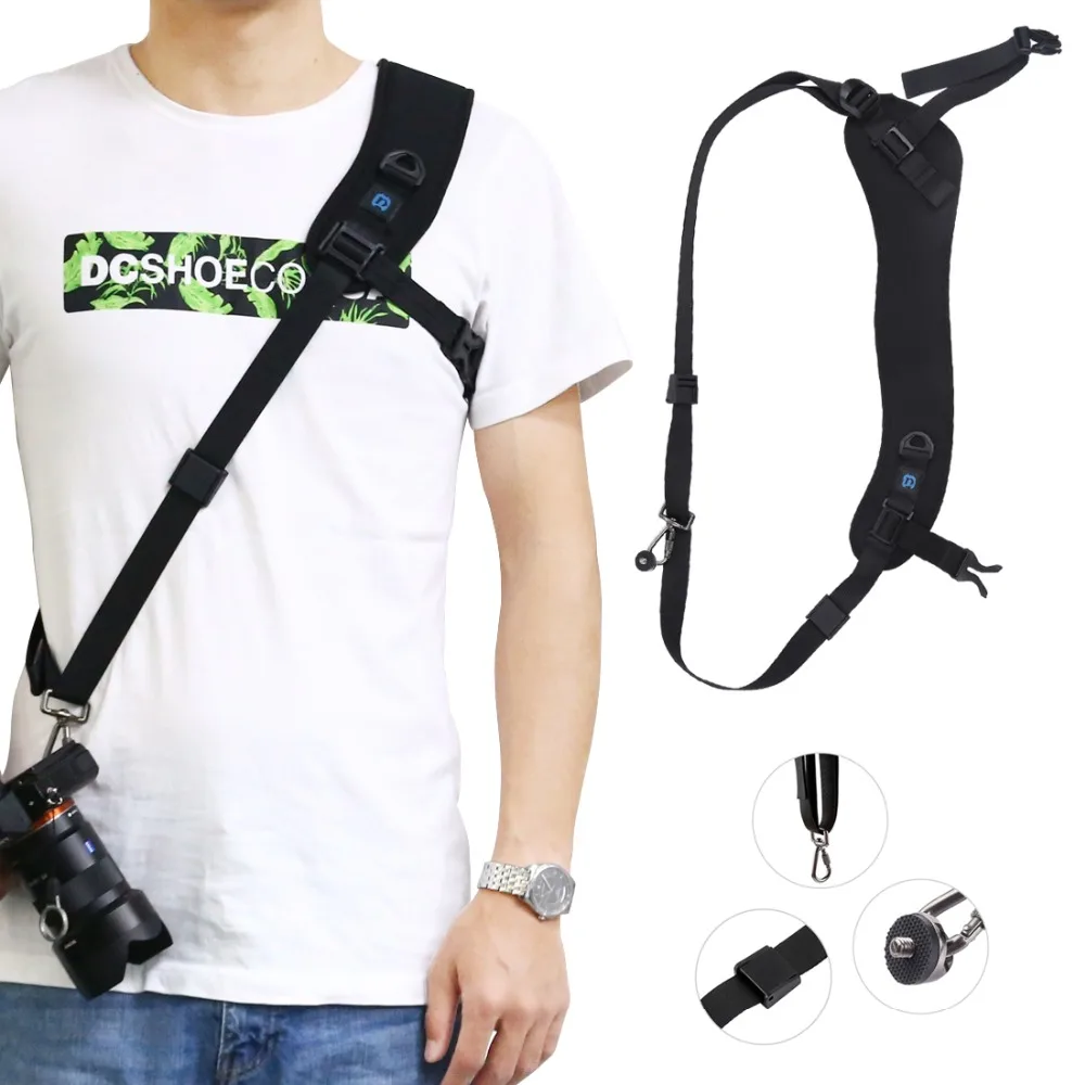 

Quick Release Anti-Slip Soft Pad Curved Camera Strap Nylon Belt Shoulder Sling Neck with Metal Hook for SLR / DSLR Cameras