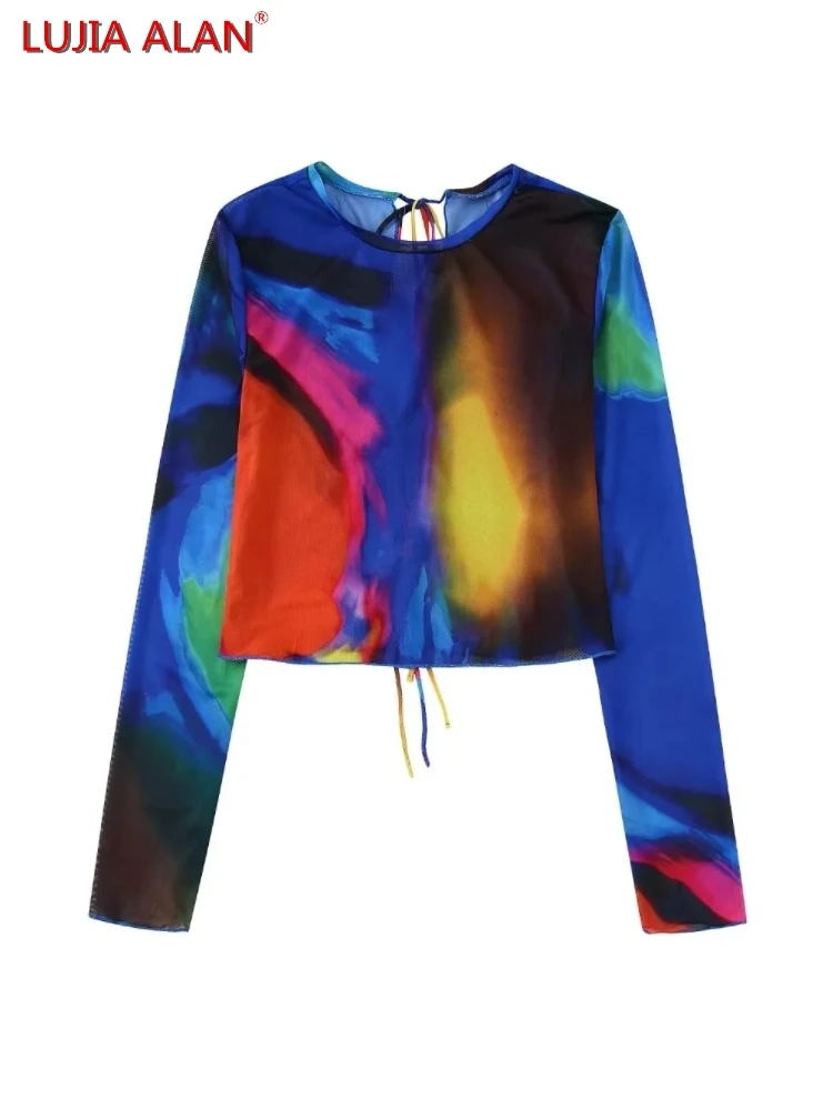 Women Tie Dyeing Print Mesh Fabric T-Shirt Hot Sale Female Long Sleeve Tops Casual Streetwear LUJIA ALAN T1663
Women Tie Dyeing Print Mesh Fabric T-Shirt Hot Sale Female Long Sleeve Tops Casual Streetwear LUJIA ALAN T1663