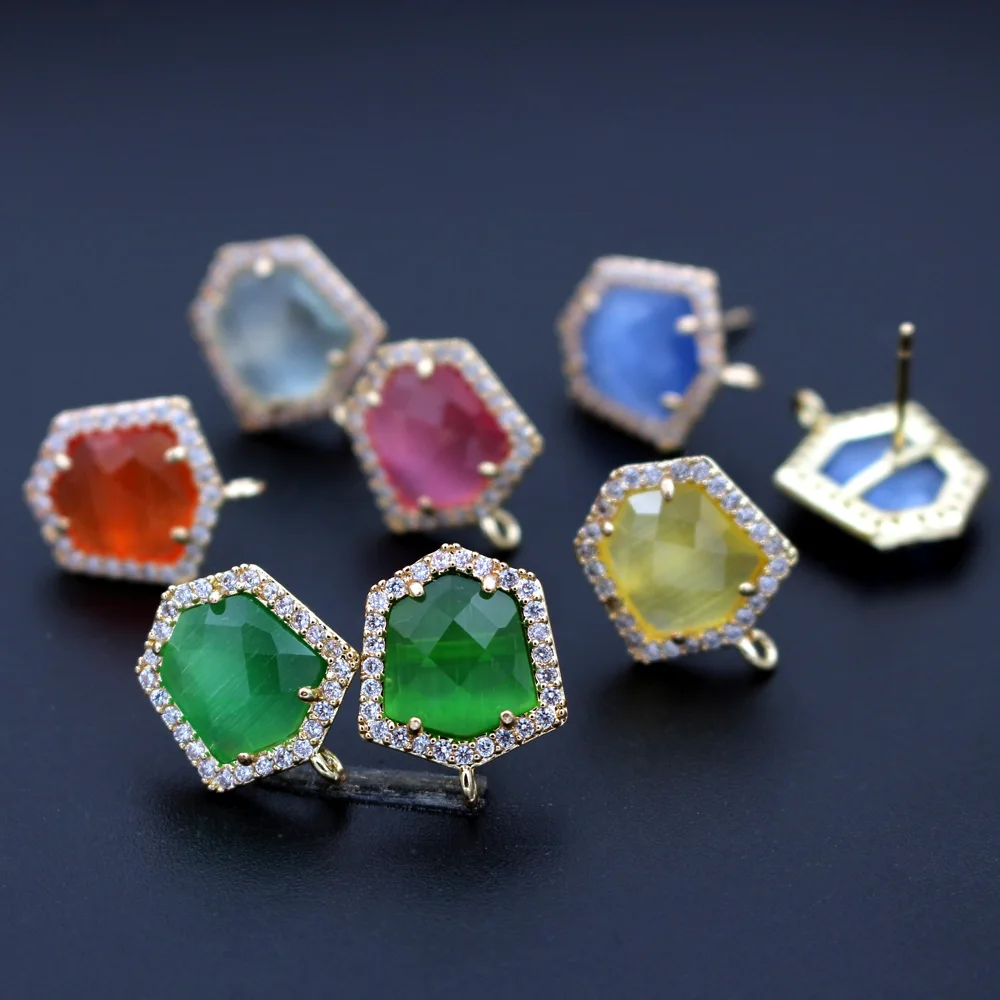 6pair Gold Plated Colorful Cats Eye Stone Studs Earrings Post with Open Loop Connectors DIY Bridal Wedding Jewelry Accessories
6pair Gold Plated Colorful Cats Eye Stone Studs Earrings Post with Open Loop Connectors DIY Bridal Wedding Jewelry Accessories