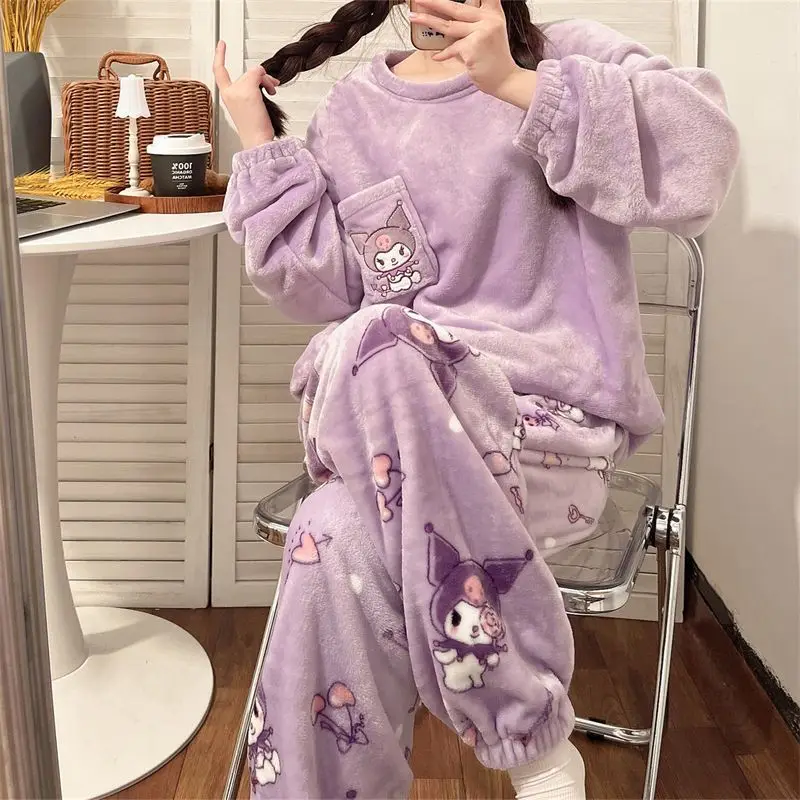 Kuromi Coral Fleece Pajamas My Melody Hello Kitty Cartoon Autumn and Winter Plush Thickened Ins Student Dormitory Homewear Set
Kuromi Coral Fleece Pajamas My Melody Hello Kitty Cartoon Autumn and Winter Plush Thickened Ins Student Dormitory Homewear Set