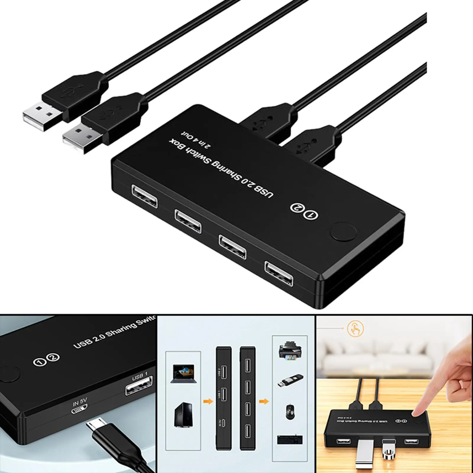 USB 2.0 Switcher Selector, 2 Computers Sharing 4 USB Devices Hub USB 2.0 Sharing Switcher Box for Printer Mouse
USB 2.0 Switcher Selector, 2 Computers Sharing 4 USB Devices Hub USB 2.0 Sharing Switcher Box for Printer Mouse