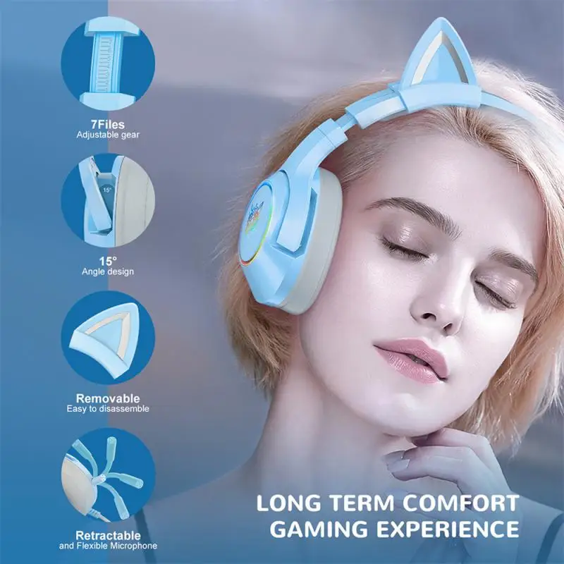 Cute Cat Headphones Bluetooth Girls Kids Glowing Wireless Earphones With Built-in Mic, For Apple Samsung Android Christmas Gifts
Cute Cat Headphones Bluetooth Girls Kids Glowing Wireless Earphones With Built-in Mic, For Apple Samsung Android Christmas Gifts
