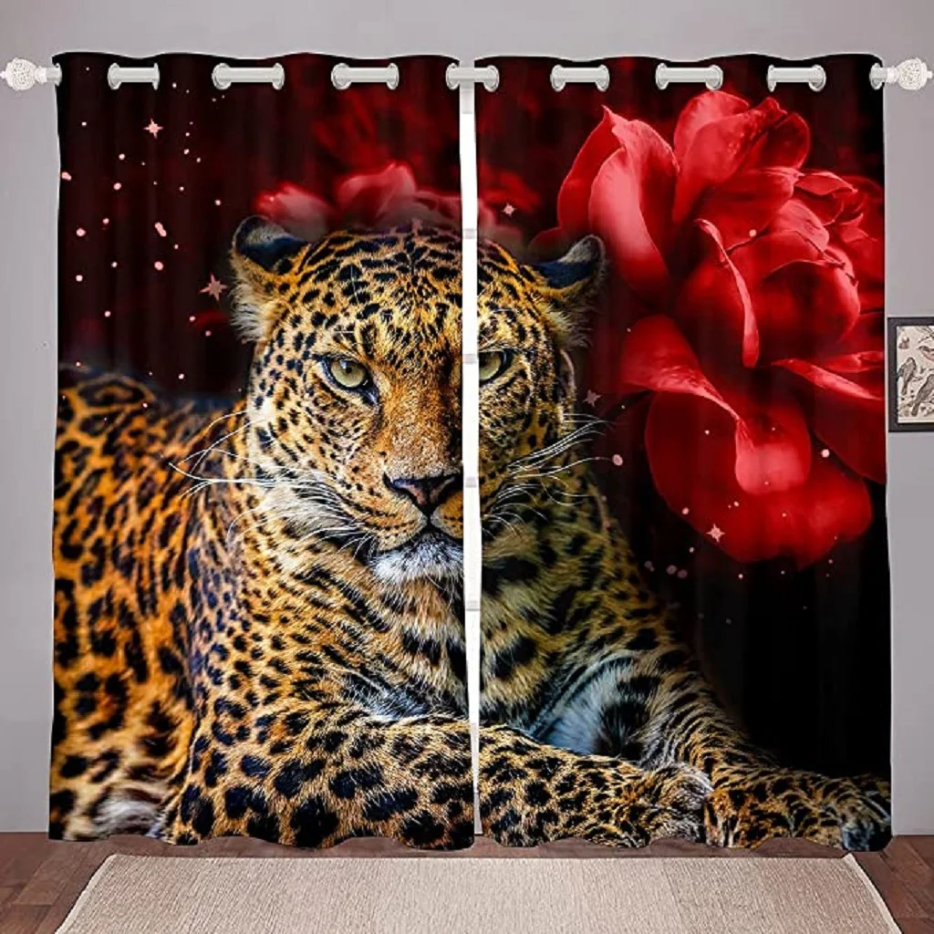 Cheetah Curtains Leopard Print Romantic Red Flowers Window Treatment 3D Animal Cat Curtain Modern Floral Bedroom Decor Window
Cheetah Curtains Leopard Print Romantic Red Flowers Window Treatment 3D Animal Cat Curtain Modern Floral Bedroom Decor Window