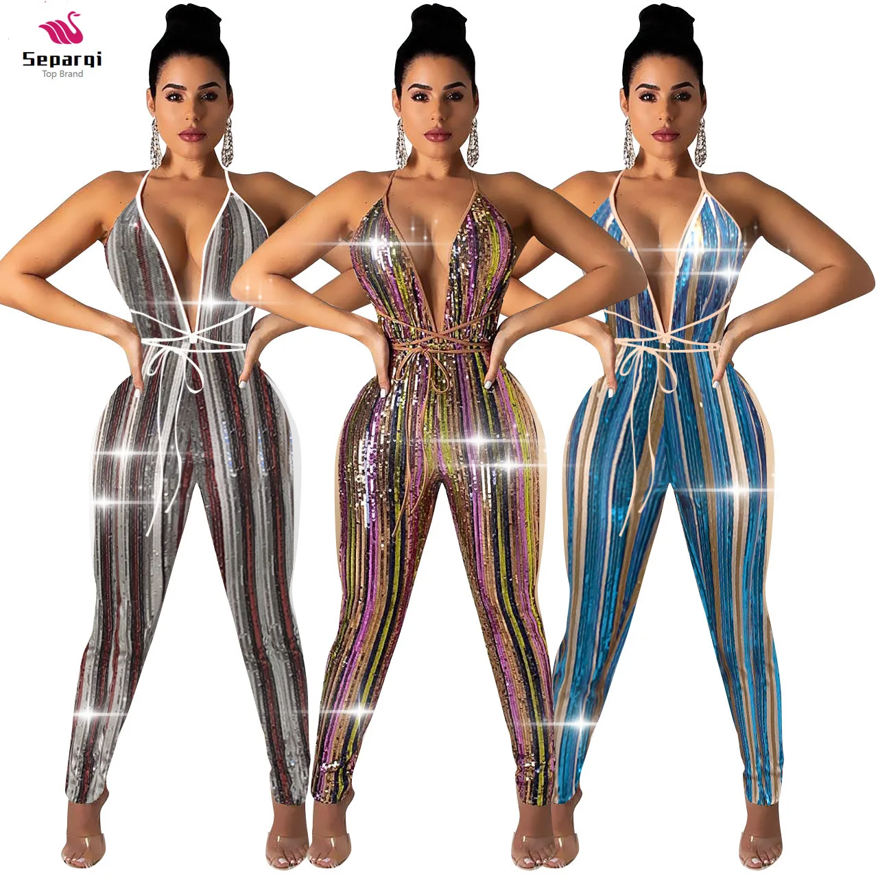 Colorful Sequin Woman Elegant Clothes Clothing Sexy Party Pleated Long Jumpsuit For Women Female Romper One-piece Club Outfits
Colorful Sequin Woman Elegant Clothes Clothing Sexy Party Pleated Long Jumpsuit For Women Female Romper One-piece Club Outfits