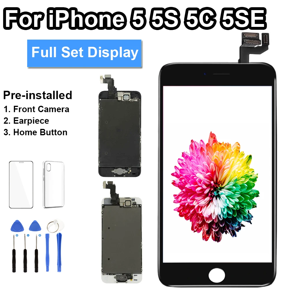Для iPhone 5 5S 5C SE ЖК-экран полный комплект дисплей сменный комплект полный сенсорный дигитайзер в сборе + фронтальная камера + Главная Кнопка
Для iPhone 5 5S 5C SE ЖК-экран полный комплект дисплей сменный комплект полный сенсорный дигитайзер в сборе + фронтальная камера + Главная Кнопка