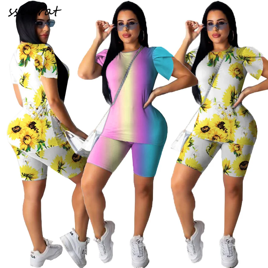 Women Sport Print Two Piece Set Tracksuit O-neck T-shirt Tops Shorts Jogger Sweatpants Suit Outfits Matching Set
Women Sport Print Two Piece Set Tracksuit O-neck T-shirt Tops Shorts Jogger Sweatpants Suit Outfits Matching Set