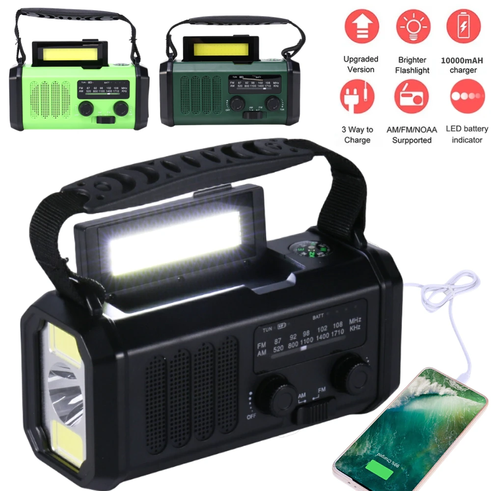 Multifunctional Hand Radio Solar Crank Dynamo Powered AM/FM/NOAA Weather Radio Use Emergency LED Flashlight Power Bank Outdoor
Multifunctional Hand Radio Solar Crank Dynamo Powered AM/FM/NOAA Weather Radio Use Emergency LED Flashlight Power Bank Outdoor