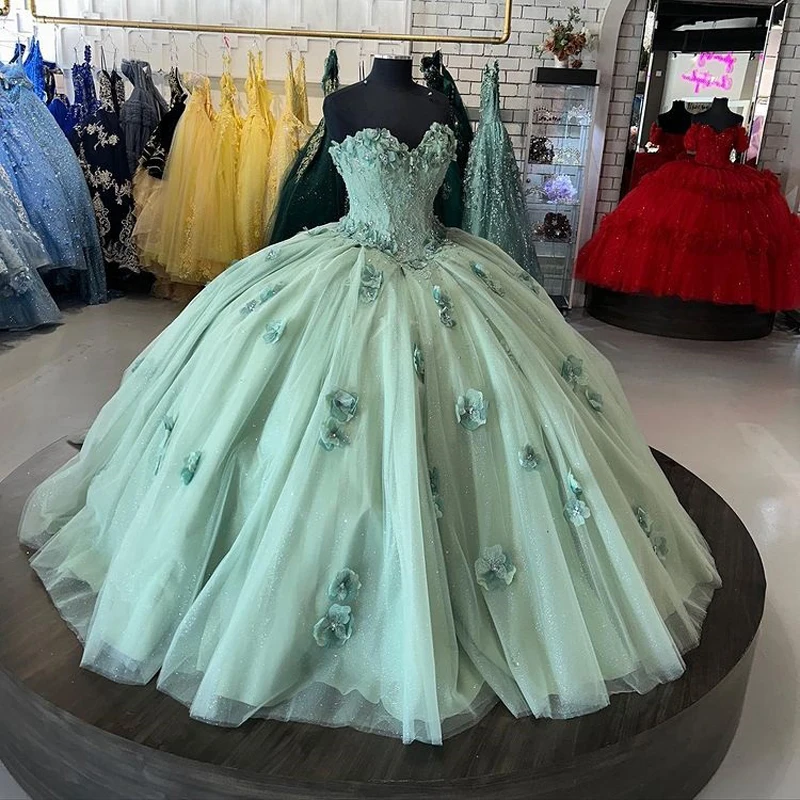 ANGELSBRIDEP Sage Green Quinceanera Dresses For 15 Year 3D Flower Ball Gown Sexy Sweetheart Off the Shoulder Long Party Dress
ANGELSBRIDEP Sage Green Quinceanera Dresses For 15 Year 3D Flower Ball Gown Sexy Sweetheart Off the Shoulder Long Party Dress