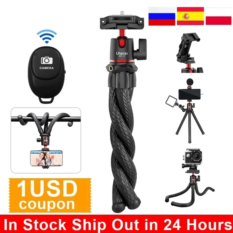 

2022 Ulanzi MT-11 Octopus Flexible Tripod For Phone SLR DSLR Camera Tripod Extend 1/4'' Screw With Ballhead Cold Shoe