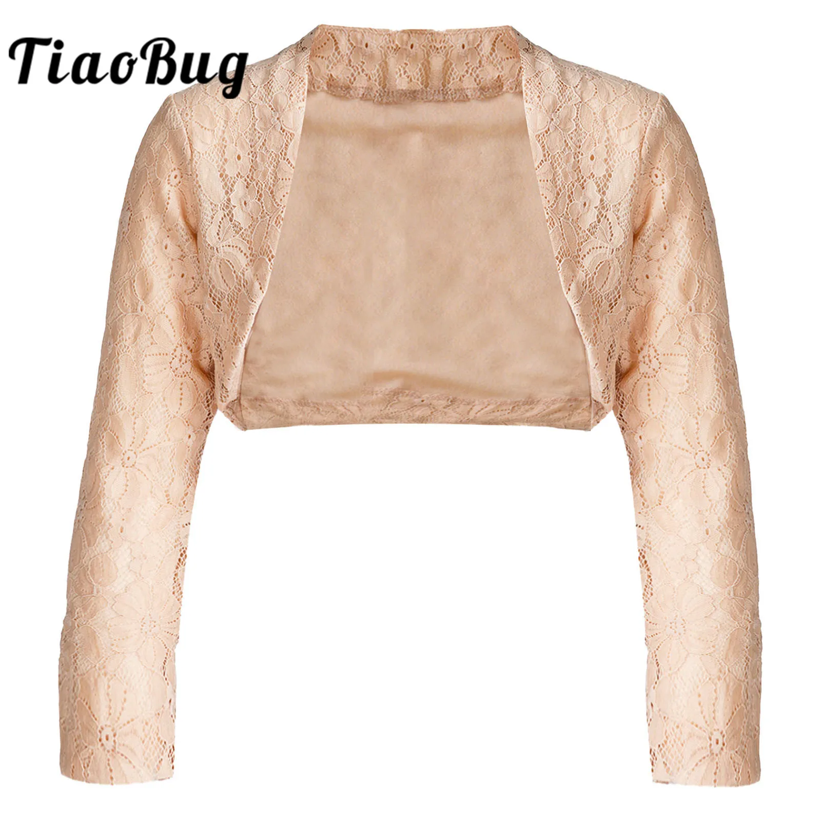 

Kids Long Sleeves Floral Lace Bolero Jacket Shrug Cape Cloaks Wedding Shawl Cardigan Outerwear Coats Children Flower Girl Coats