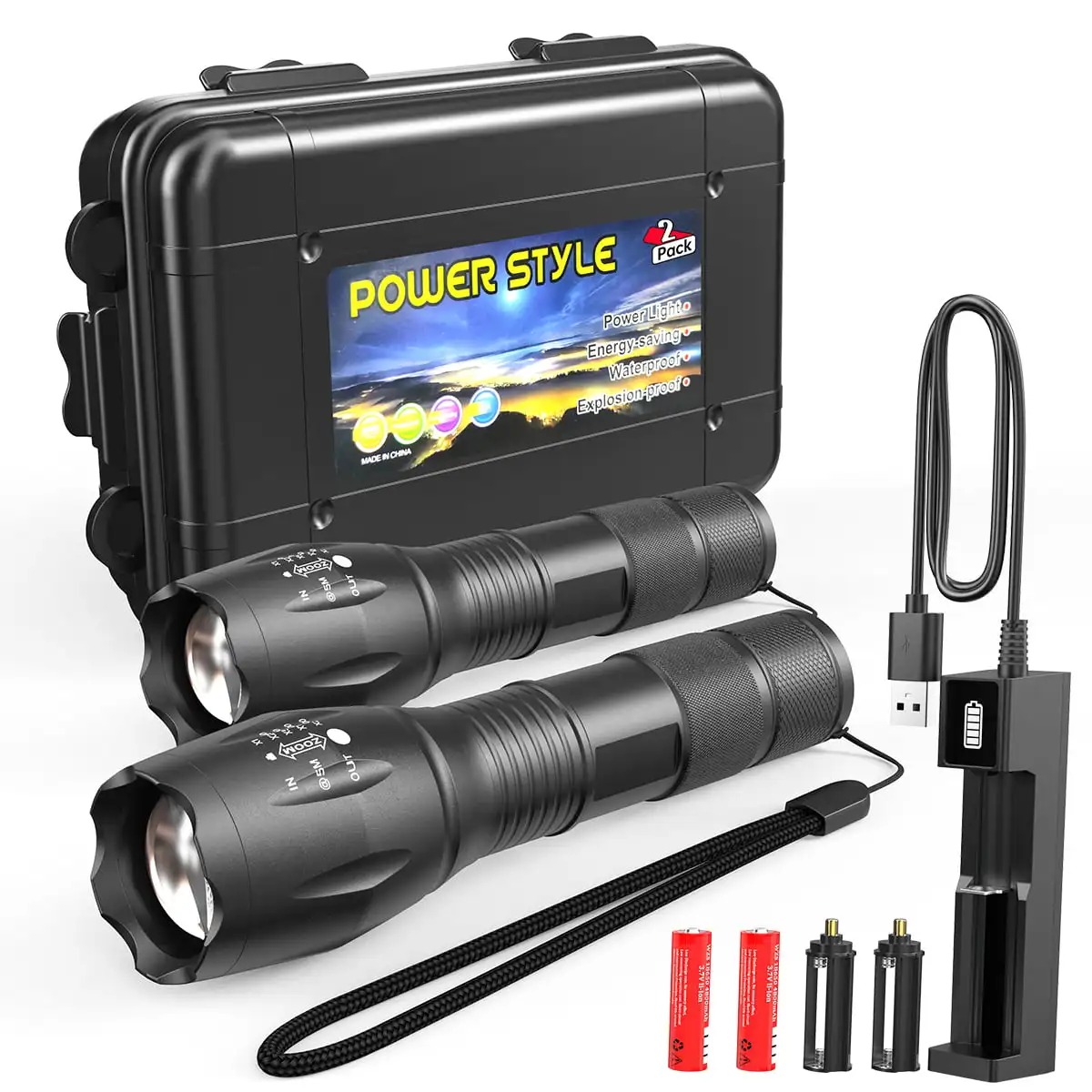 HMTX 2 Packs Tactical LED Flashlight 2000 Lumens Flashlights, Handheld Flashlight With 18605 Batteries/Battery Charger, Zoomabl
HMTX 2 Packs Tactical LED Flashlight 2000 Lumens Flashlights, Handheld Flashlight With 18605 Batteries/Battery Charger, Zoomabl