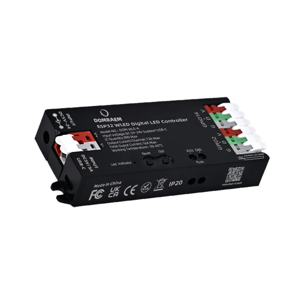 DOMRAEM ESP32 USB-C RGB-контроллер WLED
DOMRAEM ESP32 USB-C RGB-контроллер WLED