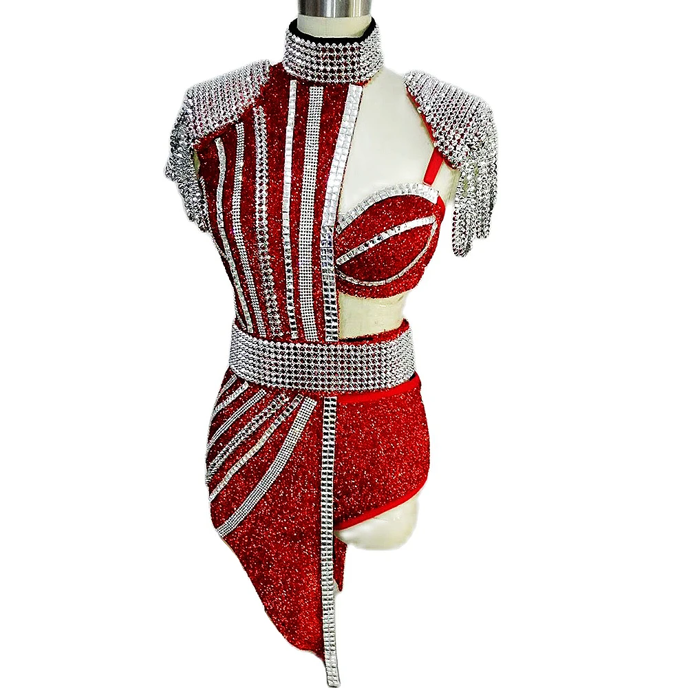 Embellished Chain Rhinestones Costumes Sets Asymmetrical Three-Piece Suit Shiny Costume For Women Party Evening Dance Wear
Embellished Chain Rhinestones Costumes Sets Asymmetrical Three-Piece Suit Shiny Costume For Women Party Evening Dance Wear