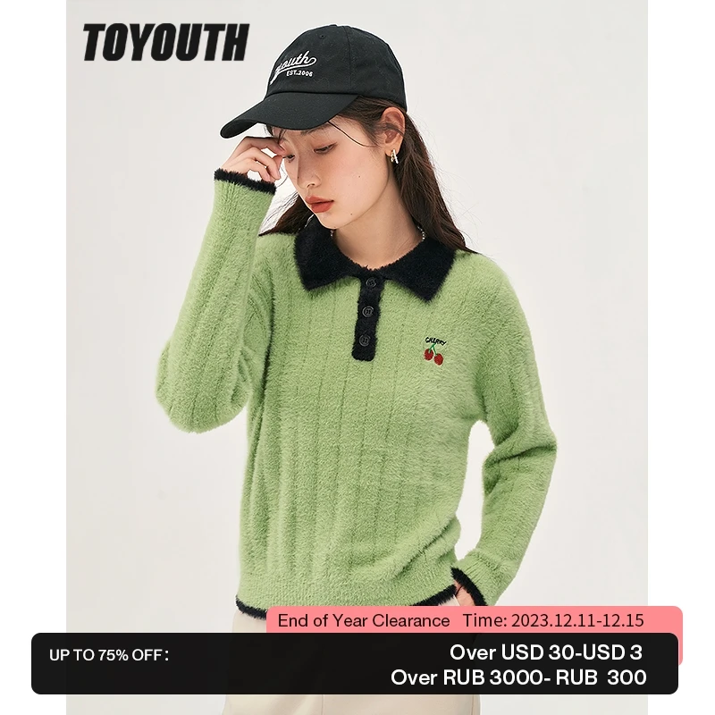 Toyouth Women Plush Sweater 2022 Winter Long Sleeve Polo Neck with Button Knitted Pullover Cherry Print Green Casual Chic Tops
Toyouth Women Plush Sweater 2022 Winter Long Sleeve Polo Neck with Button Knitted Pullover Cherry Print Green Casual Chic Tops