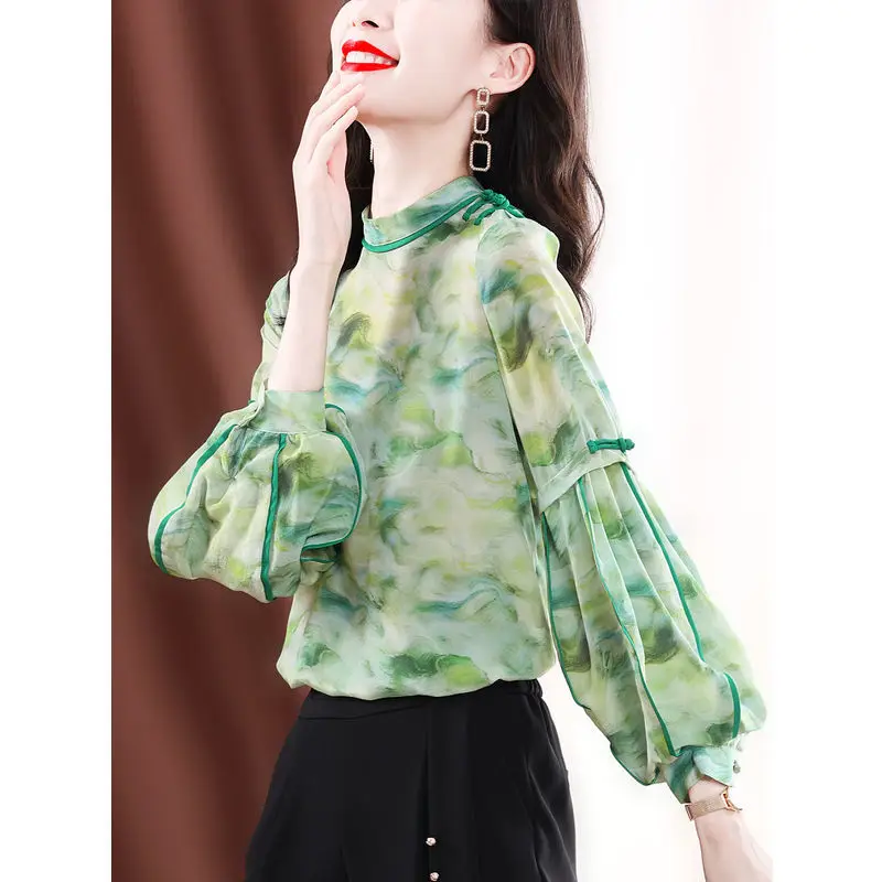 Vintage Printed Spliced Lantern Sleeve Button Oversized Shirt Summer Casual Pullovers Loose Commute Women's Clothing Chic Blouse
Vintage Printed Spliced Lantern Sleeve Button Oversized Shirt Summer Casual Pullovers Loose Commute Women's Clothing Chic Blouse