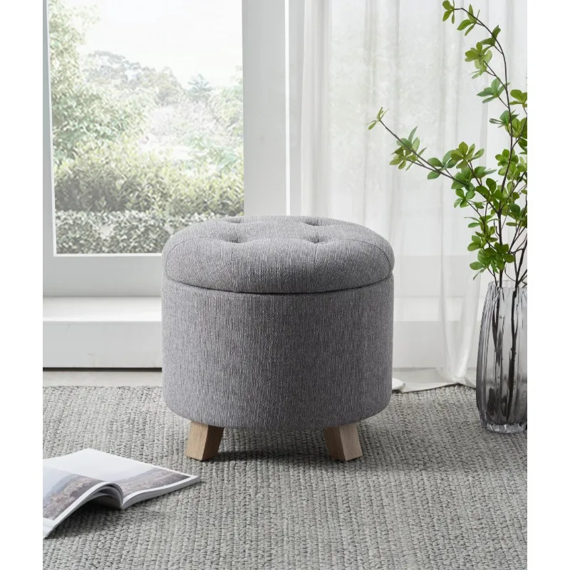 Better Homes & Gardens Round Tufted Storage Ottoman, Gray Faux Linen portable stool
Better Homes & Gardens Round Tufted Storage Ottoman, Gray Faux Linen portable stool
