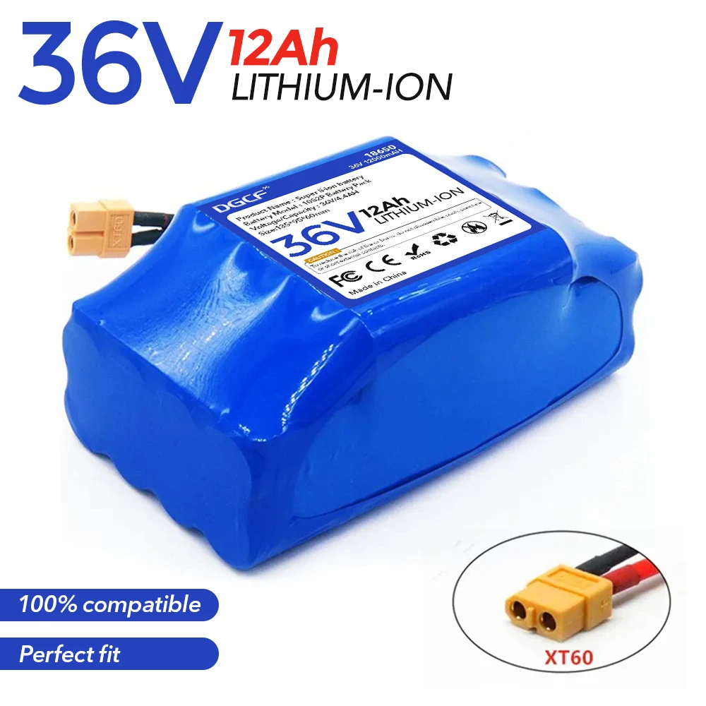 36V Battery Pack 12Ah Rechargeable Lithium Ion Battery for Electric Self Balancing Scooter HoverBoard Unicycle
36V Battery Pack 12Ah Rechargeable Lithium Ion Battery for Electric Self Balancing Scooter HoverBoard Unicycle