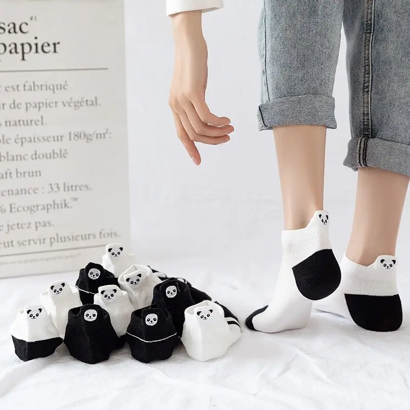 Cute Embroidery Panda Socks Women Cotton Socks Fresh Casual Fashion Female Black White Striped Short Socks
Cute Embroidery Panda Socks Women Cotton Socks Fresh Casual Fashion Female Black White Striped Short Socks