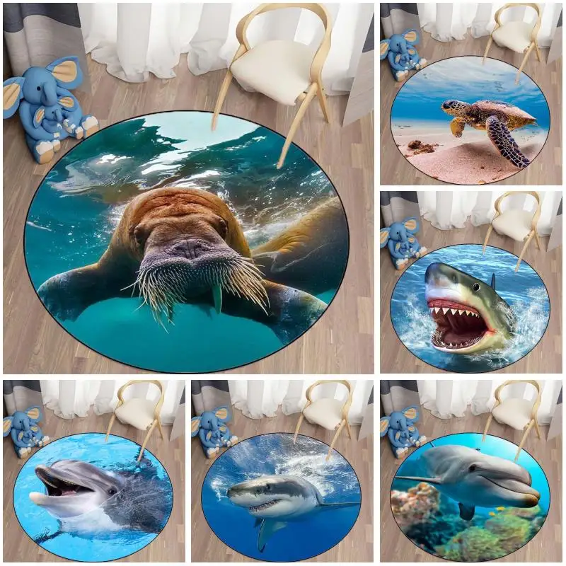 Ocean Shark Whale Seal Turtle Round Area Rug Floor Rug Doormat Home Decor Rug Leisure Rug Mode
Ocean Shark Whale Seal Turtle Round Area Rug Floor Rug Doormat Home Decor Rug Leisure Rug Mode