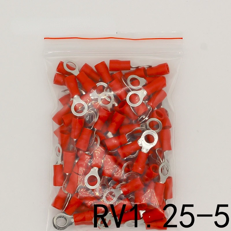 RV1.25-5 Red Insulated Crimp Ring Terminal Cable Wire Connector 100PCS/Pack RV1-5 RV
RV1.25-5 Red Insulated Crimp Ring Terminal Cable Wire Connector 100PCS/Pack RV1-5 RV