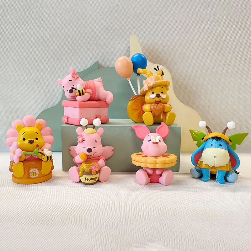 

6pcs Disney Winnie The Pooh Piglet Tigger Eeyore Rabbit Owl 6.5-9.7cm Anime Action Figures Model Toy Cartoon Collection Doll Set
