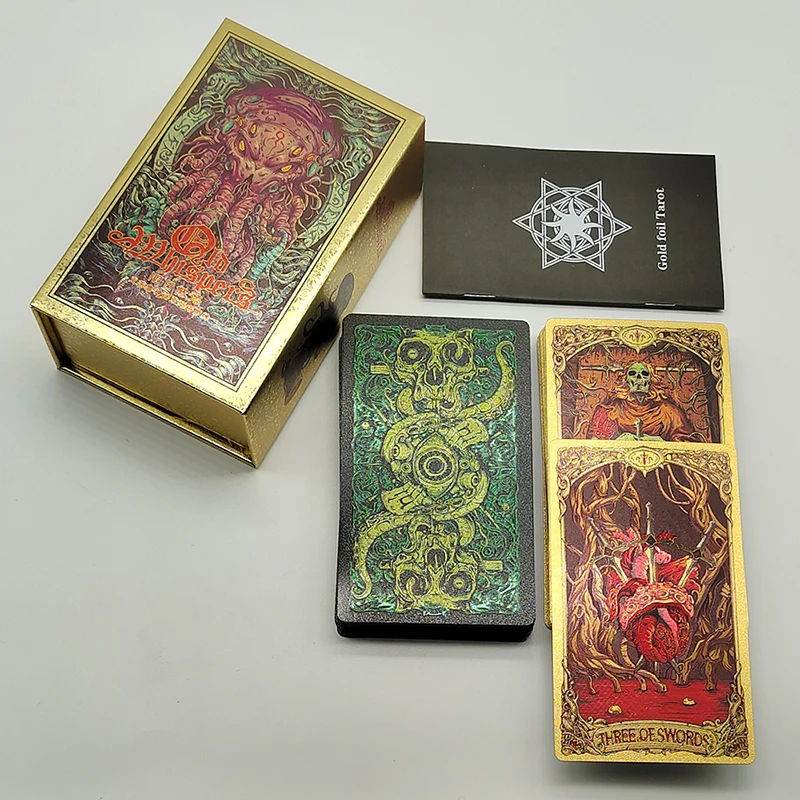 Легенда Cthulhu шепот старых богов Роскошная золотая фольга Таро ПВХ гадания карты с