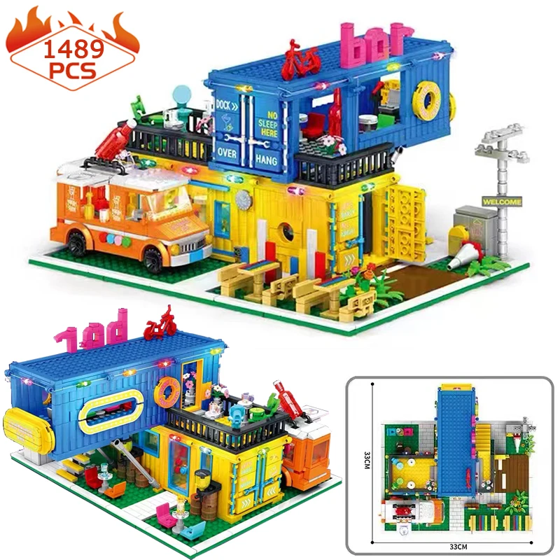 MOC Container Ballroom Model Building Blocks Creative City Street View Pub Rooftop Restaurant Bricks Toy For Kids Birthday Gift
MOC Container Ballroom Model Building Blocks Creative City Street View Pub Rooftop Restaurant Bricks Toy For Kids Birthday Gift