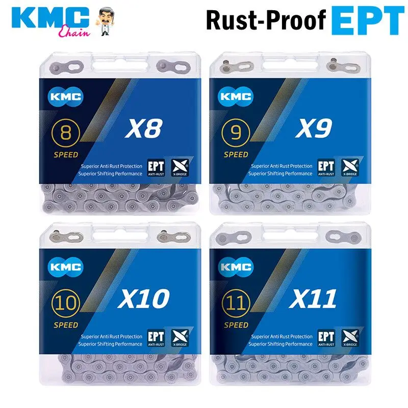 Оригинальная велосипедная цепь KMC EPT X8 X9 X10 X11, защита от ржавчины, подходит для горных велосипедов, подходит для Shimano Sram
Оригинальная велосипедная цепь KMC EPT X8 X9 X10 X11, защита от ржавчины, подходит для горных велосипедов, подходит для Shimano Sram
