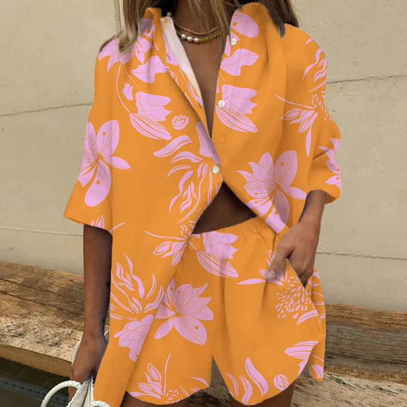 Women Summer Casual Print Short Sleeve Shirts 2 Piece Set Shorts Fashion Loose Office Shirts Suit Outfites Two Piece Short Sets
Women Summer Casual Print Short Sleeve Shirts 2 Piece Set Shorts Fashion Loose Office Shirts Suit Outfites Two Piece Short Sets