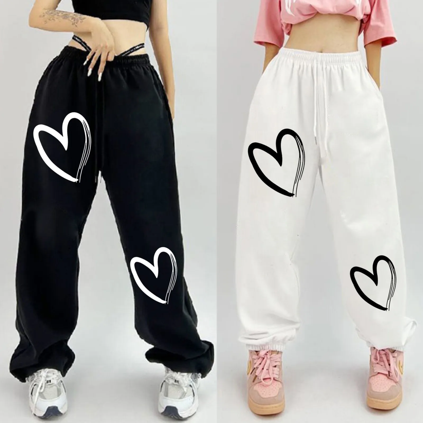 Women Love Print Casual Pants Elastic High Waist Loose Drawstring Joggers Pants Ladies Pockets Oversize Leggings Sport Trousers
Women Love Print Casual Pants Elastic High Waist Loose Drawstring Joggers Pants Ladies Pockets Oversize Leggings Sport Trousers