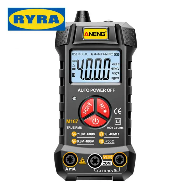 ANENG M167 Portable Digital Multimeter AC/DC Electrical Instruments Tester Auto Multimetro True Rms Transistor NCV Multimeter
ANENG M167 Portable Digital Multimeter AC/DC Electrical Instruments Tester Auto Multimetro True Rms Transistor NCV Multimeter