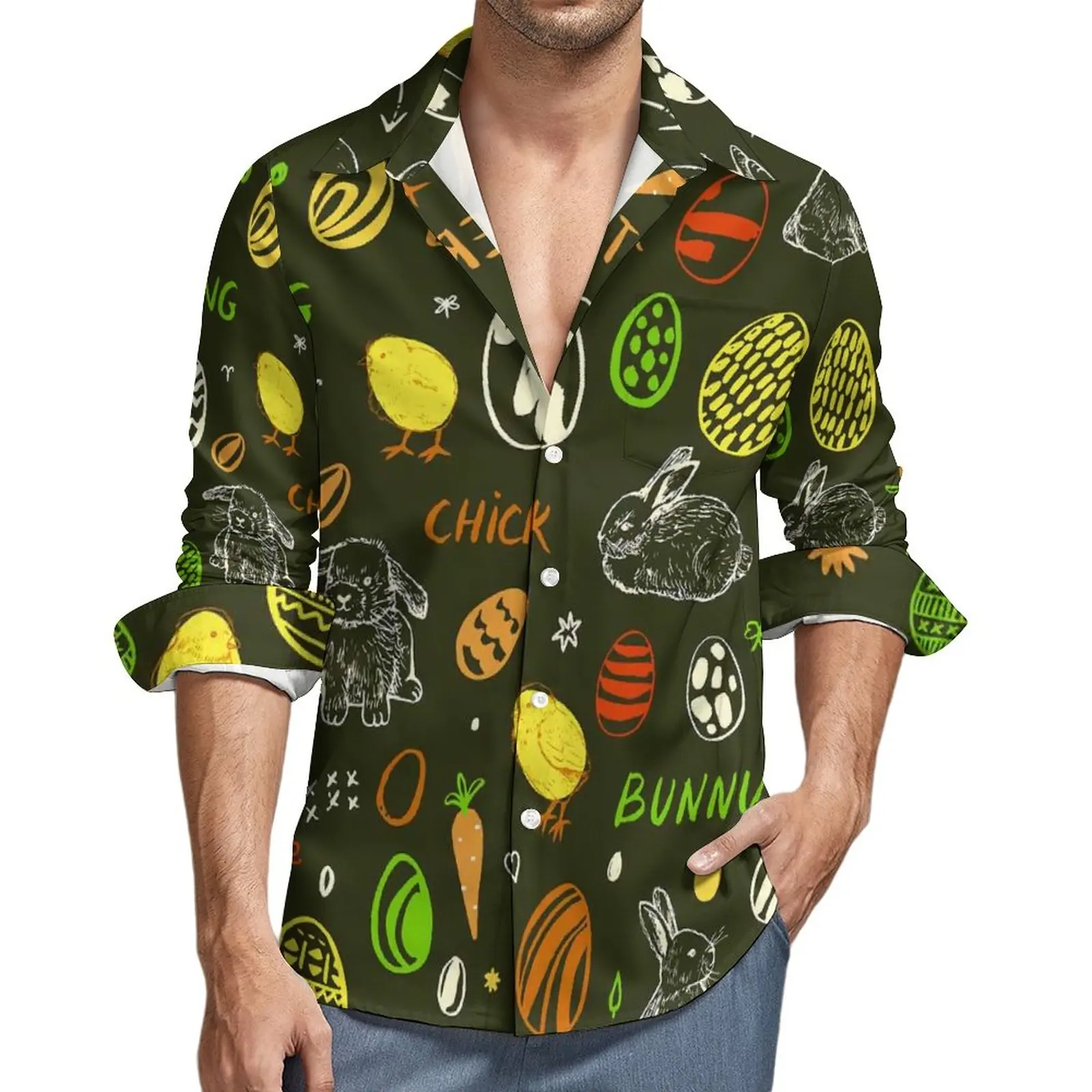 Colorful Easter Casual Shirts Male Chick Bunny Eggs Print Shirt Long Sleeve Fashion Street Blouses Custom Clothes Plus Size
Colorful Easter Casual Shirts Male Chick Bunny Eggs Print Shirt Long Sleeve Fashion Street Blouses Custom Clothes Plus Size