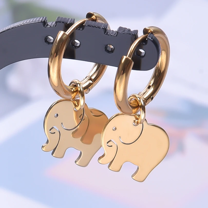 

Stainless Steel Gold Color Elephant Tassels Dangle Earrings for Women/Men Punk Trendy Ear bone Circle Hoop Sets Jewelry Supplies