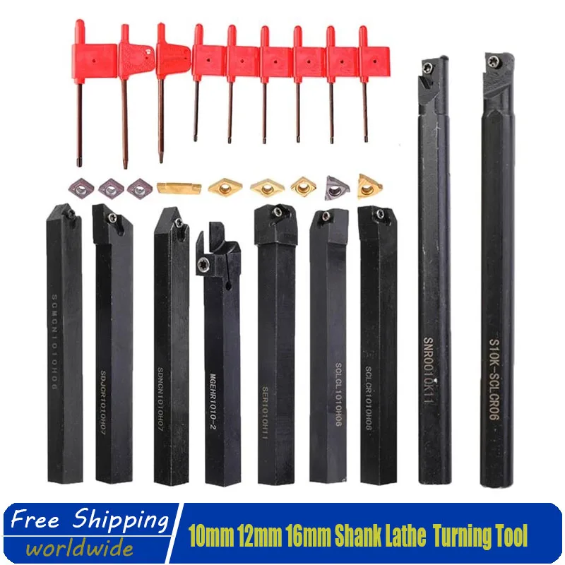 7/9Pcs 10mm 12mm 16mm Shank Lathe Turning Tool Boring Bar Holder Solid with Metal Steel Carbide Inserts Wrench DIY Tools Set
7/9Pcs 10mm 12mm 16mm Shank Lathe Turning Tool Boring Bar Holder Solid with Metal Steel Carbide Inserts Wrench DIY Tools Set
